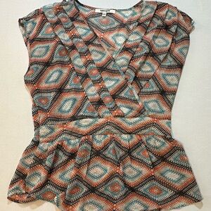 Daniel Rainn Peplum Wrap Top Size L